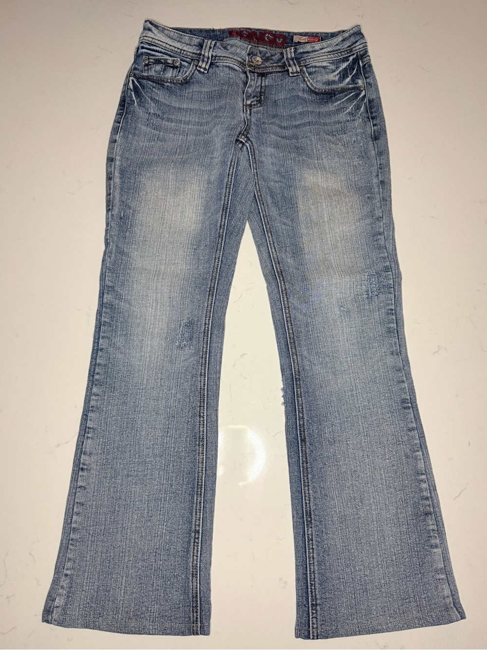 BONGO Light Blue Flared Jeans with Embroidered Back Pockets